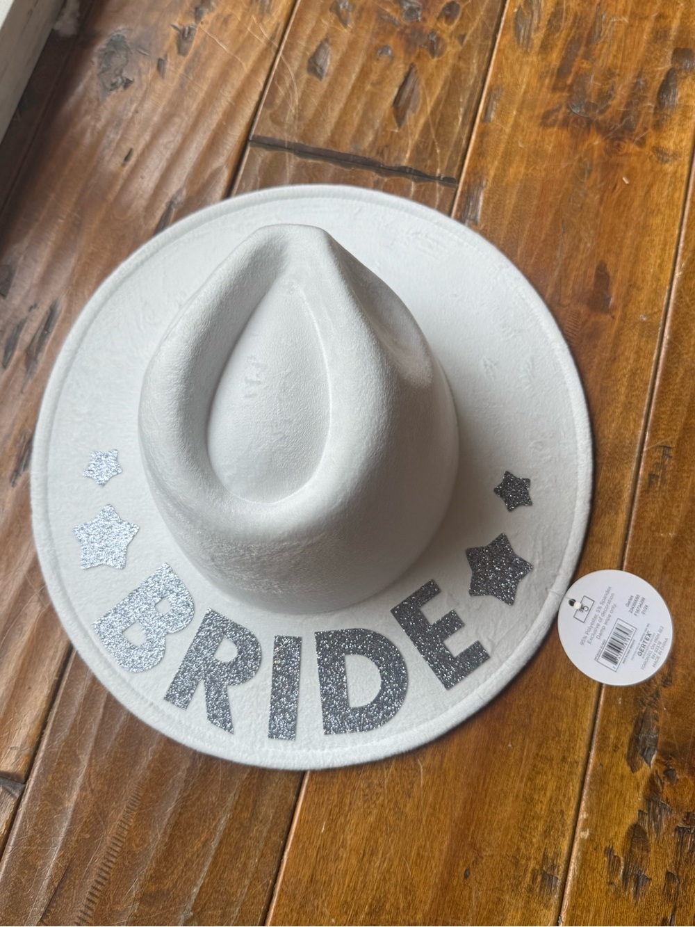 White 'BRIDE' Glitter Cowboy Hat